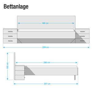 Bettanlage Greding Alpinweiß / Sandgrau - 180 x 200cm