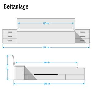 Bedframe Konin (3-delig) inkl. Beleuchtung & Bettkasten - Weißeiche Dekor - Witeikenhouten look