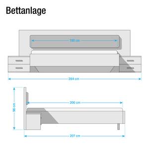 Bedframe Leimen Wit/basalt - 180 x 200cm