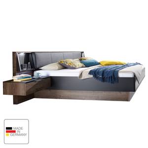 Bedframe Montreal (3-delig) incl. verlichting - 180 x 200cm - Modderkleurig eikenhout look/Zwarte eikenhouten look - Modderkleurig eikenhout look/Zwarte eikenhouten look - 180 x 200cm