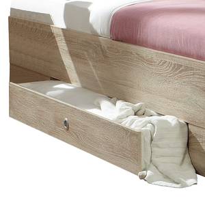 Kompaktbett Sidas (mit Bettkästen) Eiche Sägerau Dekor / Weiß - 2 Nachttische