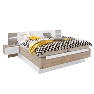 Bedframe Penai (3-delig) wit/zandkleurige eikenhouten look