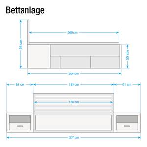 Bettanlage Rachid Canyon Oak Dekor / Weiß