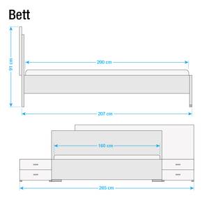 Bettanlage Saragossa (3-teilig) Graumetallic / Eiche Sanremo Weiß Dekor - 160 x 200cm