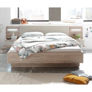 Bedframe Tomina (3-delig) incl. verlichting - lichte Sanremo eikenhouten look/champagnekleurig