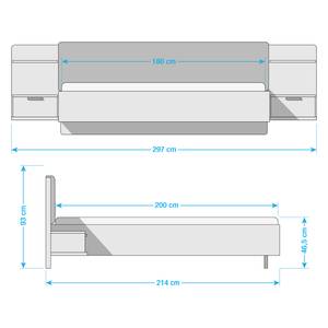 Bedframe Tomina (3-delig) incl. verlichting - lichte Sanremo eikenhouten look/champagnekleurig