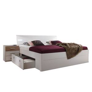 Bedframe Veneta (3-delig) wit/San Remo eikenhouten look - Wit/Sonoma eikenhouten look