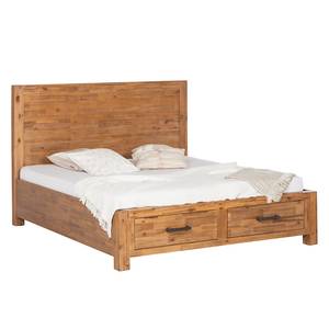 Bedframe Atelier deels massief acaciahout - lavasteenkleurig