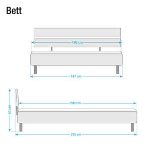 Bettgestell Mavi-Plus I 140 x 200cm - Ohne Kopfteil - Hochglanz Weiß - Hochglanz Schwarz - 140 x 200cm - Mit Kopfteil