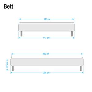 Bettgestell Mavi-Plus I Hochglanz Schwarz - 140 x 200cm - Ohne Kopfteil