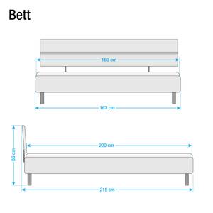 Bettgestell Mavi-Plus I Hochglanz Sandgrau - 160 x 200cm - Mit Kopfteil