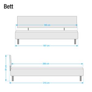 Bettgestell Mavi-Plus II 140 x 200cm - Schwarz - Sandgrau - 160 x 200cm