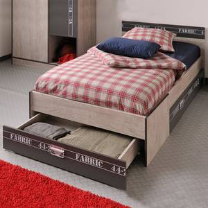 Bedlades Fabric I (2-delige set) grijze essenhouten look met decoratieve print