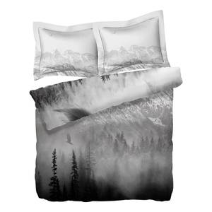 Parure de lit réversible Ace Coton - Blanc / Noir - 135 x 200 cm + oreiller 80 x 80 cm