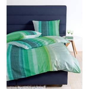 Parure de lit Alberta Coton - Vert / Bleu - 135 x 200 cm + coussin 80 x 80 cm