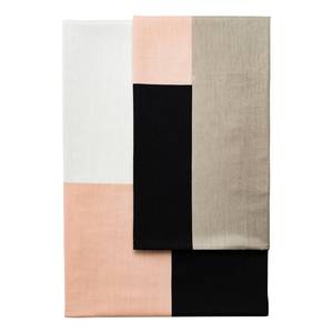 Parure de lit Colorblock Coton - Taupe / Saumon - 155 x 220 cm + oreiller 80 x 80 cm