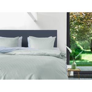 Parure de lit réversible Coppett Coton - Gris menthe - 155 x 220 cm + oreiller 80 x 80 cm