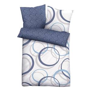 Parure de lit en satin Maco Dijon Bleu - 155 x 220 cm + oreiller 80 x 80 cm