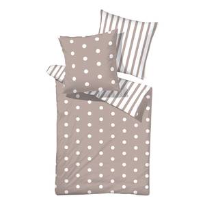 Bettwäsche Dotty Satin - Cappuccino / Weiß - 155 x 220 cm + Kissen 80 x 80 cm