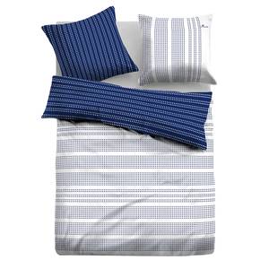 Parure de lit Emmen Satin - Bleu marine / Blanc