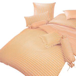 Parure de lit Classic I Orange / Blanc - 135 x 200 cm + oreiller 80 x 80 cm