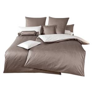 Parure de lit Classic II Marron / Blanc - 135 x 200 cm + oreiller 80 x 80 cm