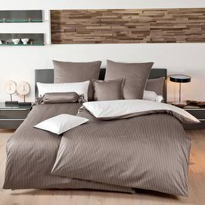 Parure de lit Classic II Marron / Blanc - 240 x 220 cm + oreiller 80 x 80 cm