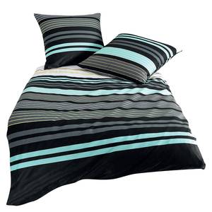 Biancheria da letto J.D a strisce Nero / Azzurro - 135 x 200 cm + cuscino 80 x 80 cm