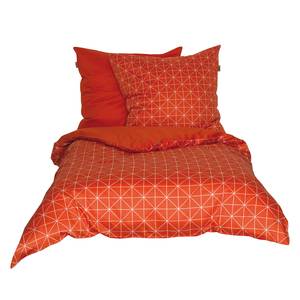 Beddengoed Grid katoen - Oranje/crèmewit - 135x200cm + kussen 80x80cm