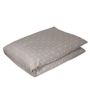 Parure de lit Grid Coton - Taupe / Blanc - 155 x 220 cm + oreiller 80 x 80 cm