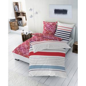 Beddengoed Halsey katoen - Wit/rood/blauw