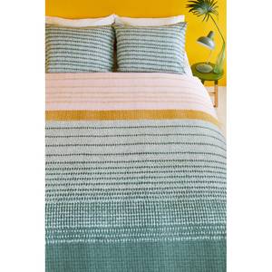 Beddengoed Java striped katoen - petrolblauw