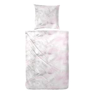 Parure de lit Maso Satin - Blanc / Mauve - 135 x 200 cm + oreiller 80 x 80 cm