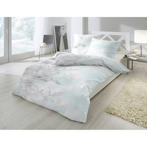 Parure de lit Maso Satin - Blanc / Bleu pastel - 155 x 220 cm + oreiller 80 x 80 cm