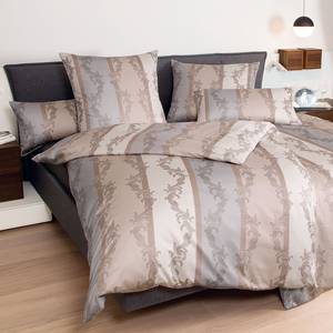 Parure de lit Milazzo I Coton - Beige / Marron - 155 x 220 cm + coussin 80 x 80 cm