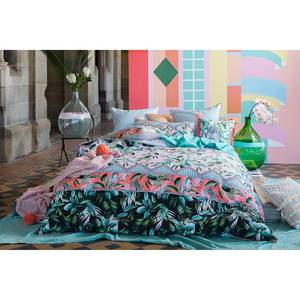 Parure de lit Mosi Coton - Turquoise / Rose vif - 135 x 200 cm + oreiller 80 x 80 cm