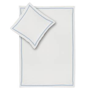 Parure de lit Smood frame Blanc / Bleu - 155 x 200 cm + oreiller 80 x 80 cm