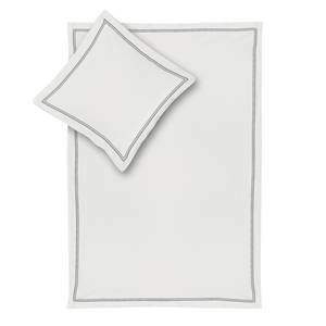 Bettwäsche Smood frame Weiß / Grau - Weiß / Grau - 135 x 200 cm + Kissen 80 x 80 cm