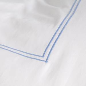 Parure de lit Smood frame Blanc / Bleu - 200 x 200 cm + 2 oreillers 80 x 80 cm