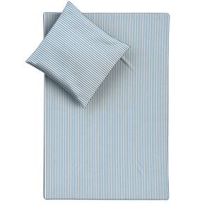 Parure de lit Smood stripes Blanc / Bleu - 135 x 200 cm + oreiller 80 x 80 cm