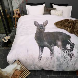 Bettwäsche Snow Deer Baumwolle - Grau - 155 x 220 + 80 x 80