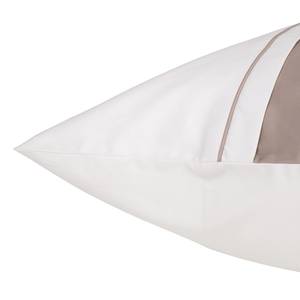Parure de lit Sogno Coton - Taupe / Blanc - 135 x 200 cm + oreiller 80 x 80 cm