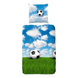 Beddengoed Voetbal katoen - hemelsblauw/grasgroen