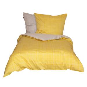 Parure de lit Web Coton - Jaune / Gris clair - 135 x 200 cm + oreiller 80 x 80 cm