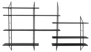 Étagère murale Tocro Noir - En partie en bois massif - 196 x 111 x 25 cm