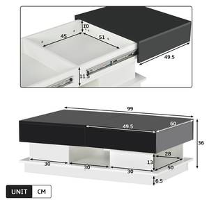 Couchtisch Farb-Blockierung Ⅰ Schwarz - Holzwerkstoff - Holz teilmassiv - 60 x 36 x 99 cm