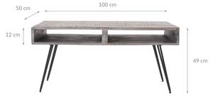 Couchtisch 100x50x49cm aus Mangoholz Schwarz - Grau - Metall - Massivholz - 50 x 49 x 100 cm
