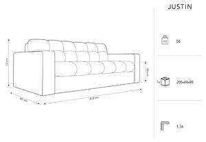 Sofa JUSTIN 3 Sitzplätze Dunkelgrün