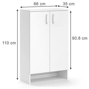 Schuhkipper Footstep Weiß - Holzwerkstoff - 66 x 110 x 35 cm