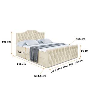 Boxspringbett VILA-1-Z Ecru - Breite: 200 cm - H3